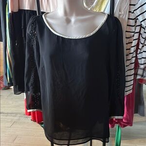Jessica Simpson Black Blouse with White Trim
